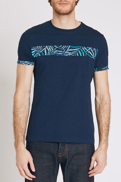 Tee shirt col rond découpe feuillage