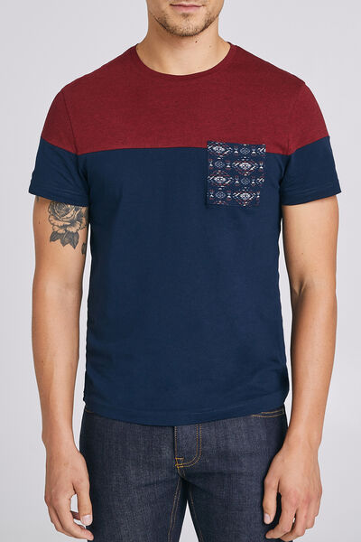 Tee shirt colorblock poche imprimée