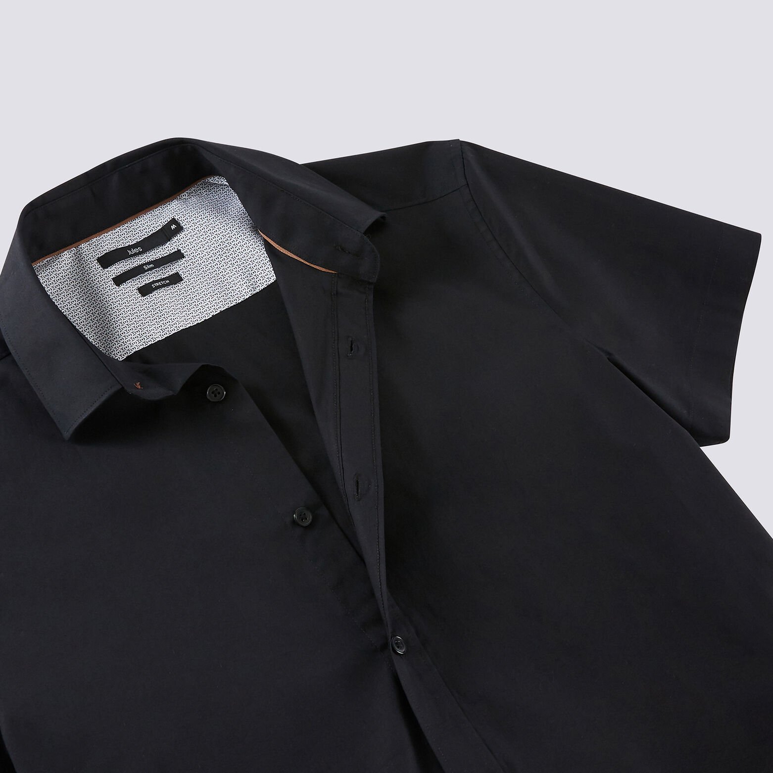 Chemise slim manches courtes unie coton