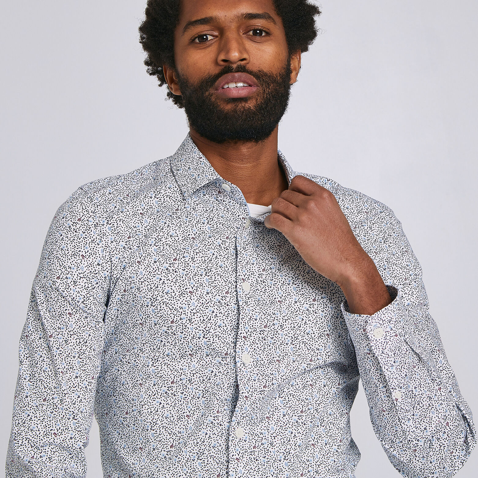 Chemise extra slim imprimé floral coton