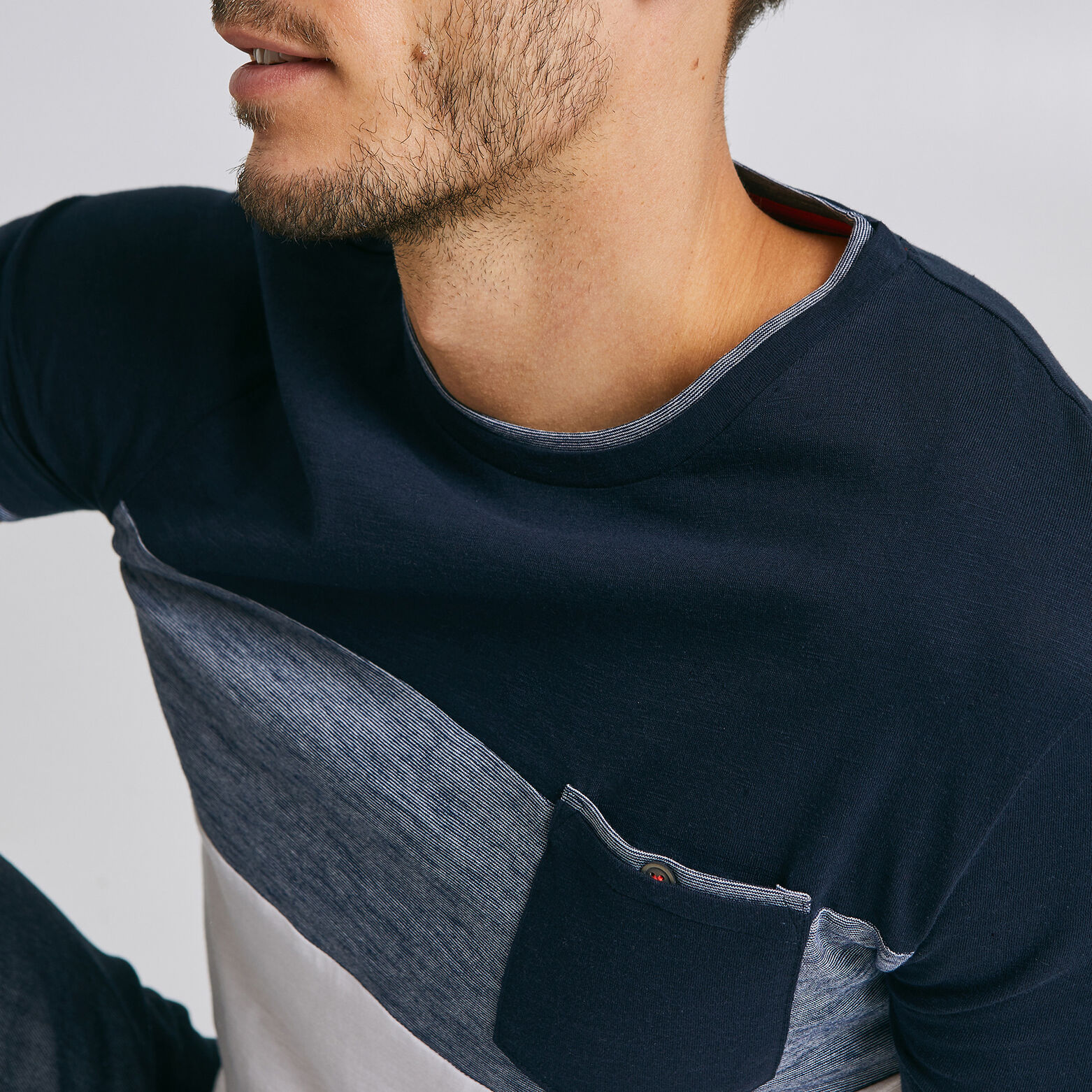 Tee shirt colorblock empiècement poche