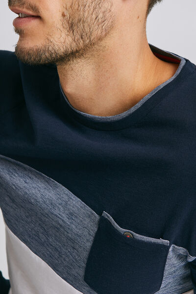 Tee shirt colorblock empiècement poche