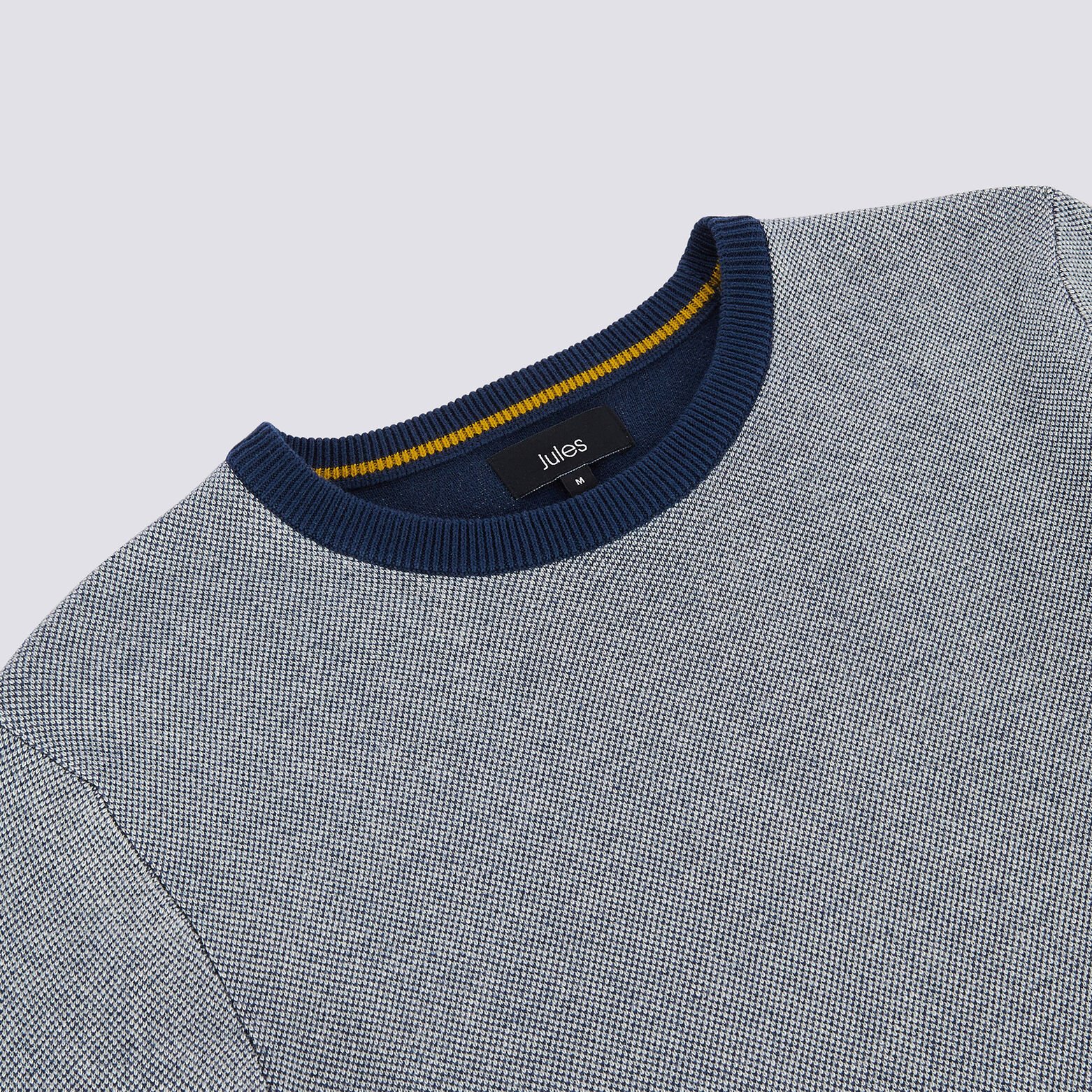 Pull col rond jacquard all-over bandes épaules