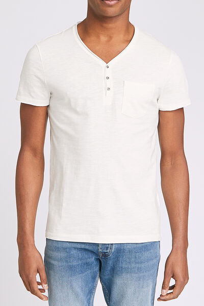 T-shirt col tunisien roulotté