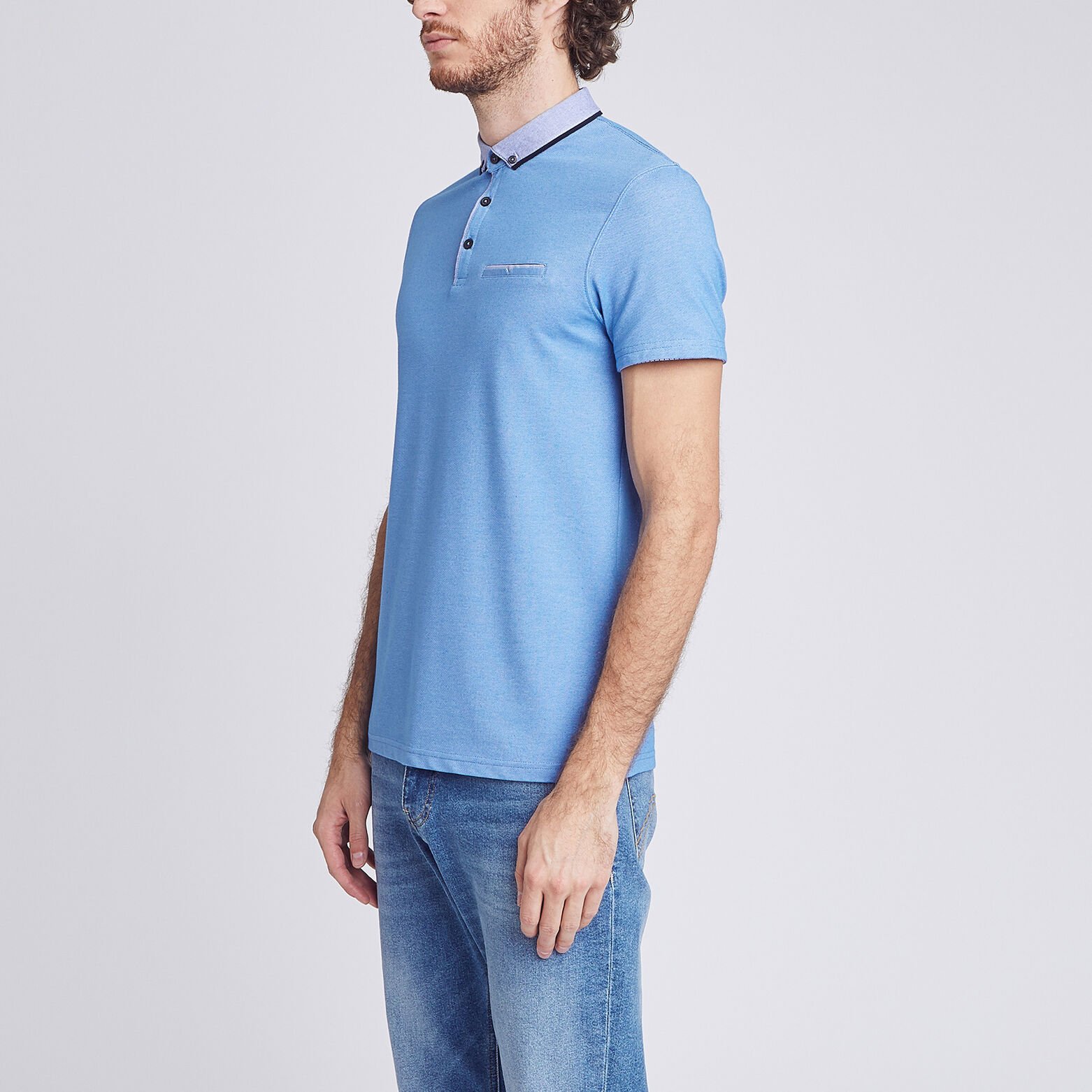 Polo manche courte col oxford