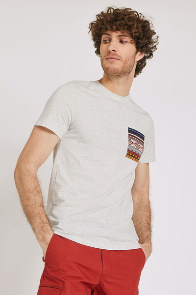 Tee shirt à col rond poche imprimée