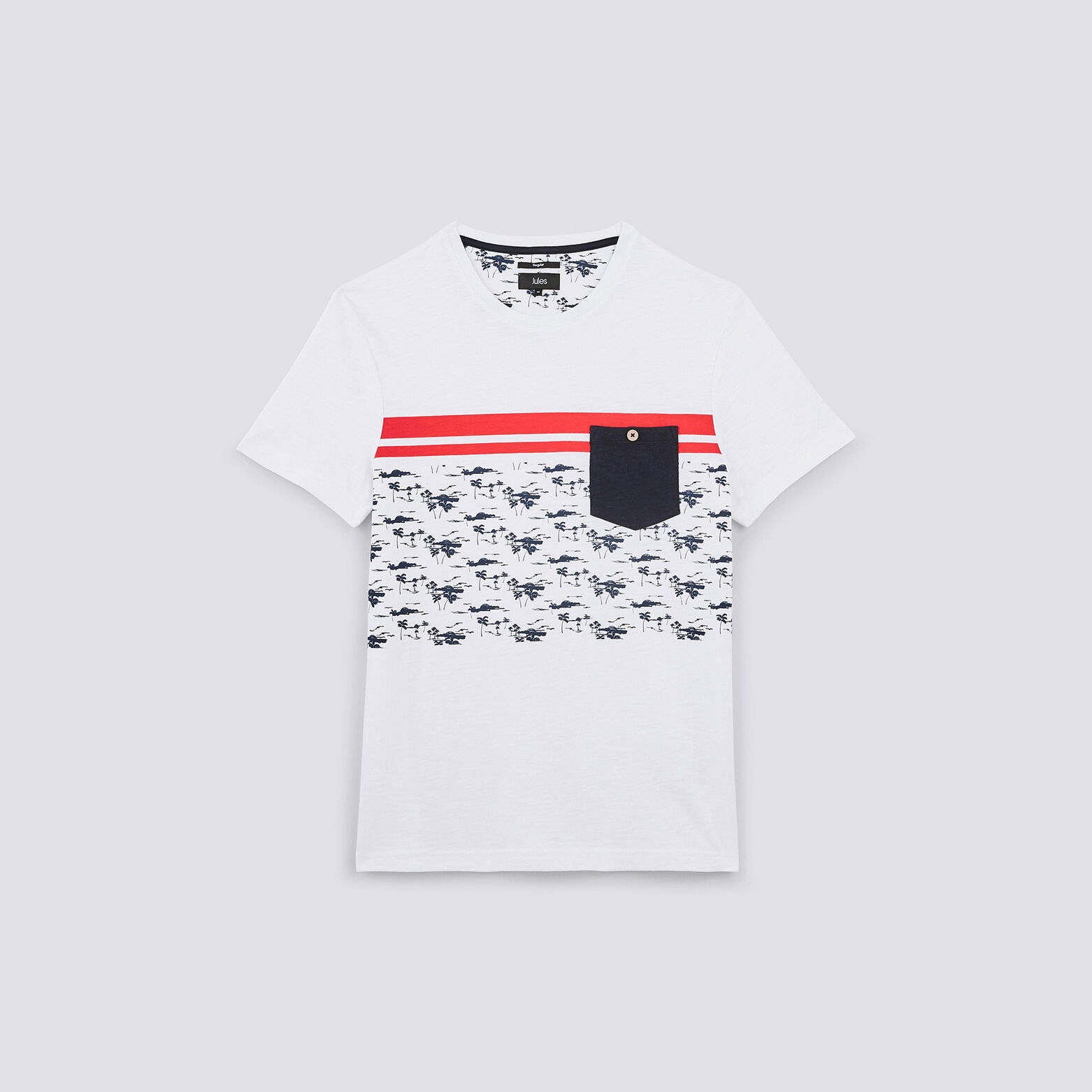 Tee shirt colorblock fantaisie palmiers