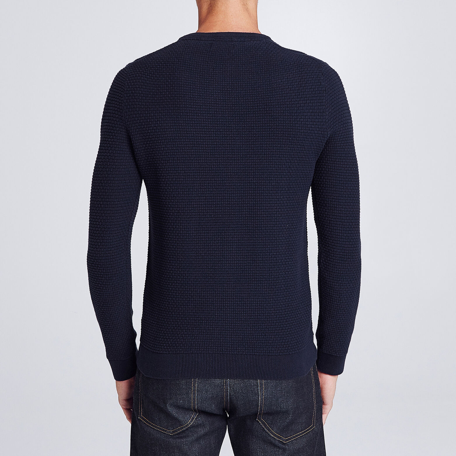 Pull col rond jeux de points