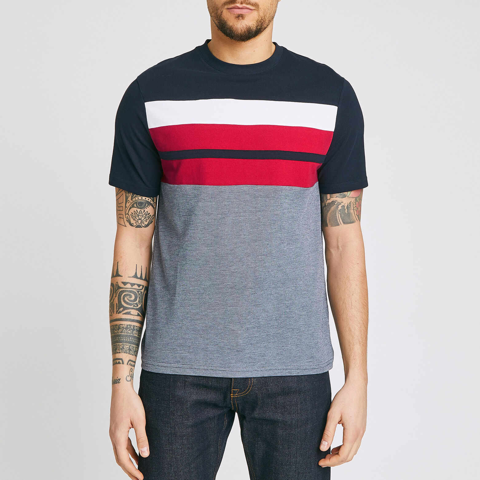 Tee shirt col rond tricolore