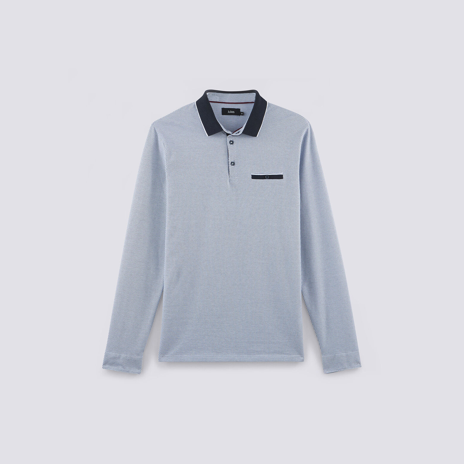 Polo manche longue maille piquée contrastée