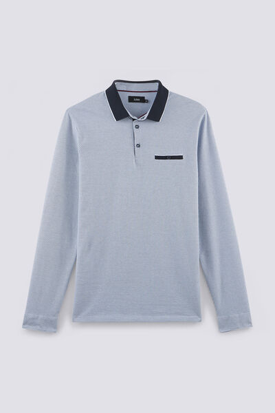 Polo manche longue maille piquée contrastée