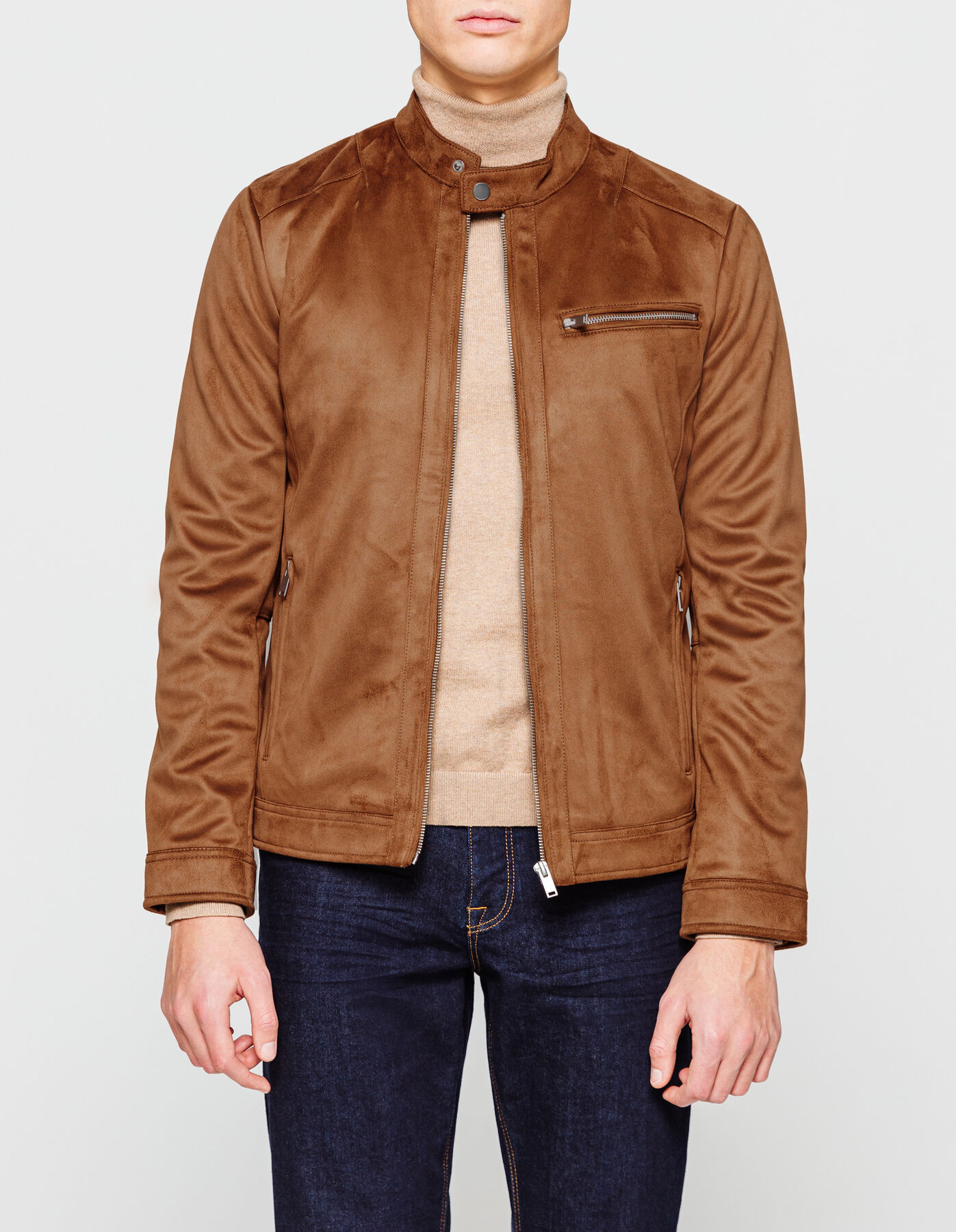 Blouson zippé suédine