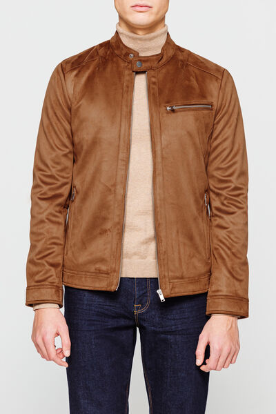 Blouson zippé suédine