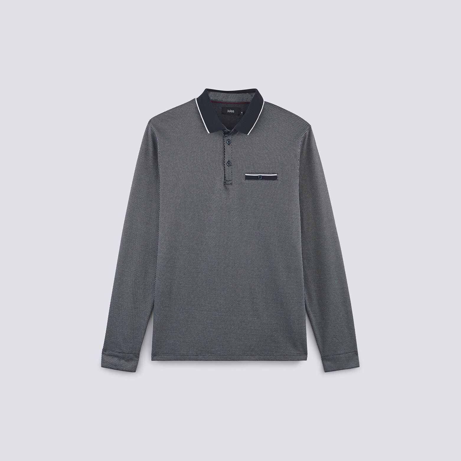 Polo manche longue maille piquée contrastée