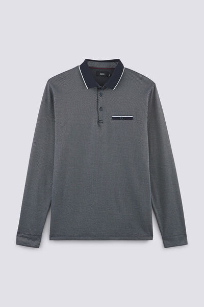 Polo manche longue maille piquée contrastée