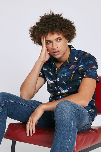 Chemise manches courtes imprimée regular