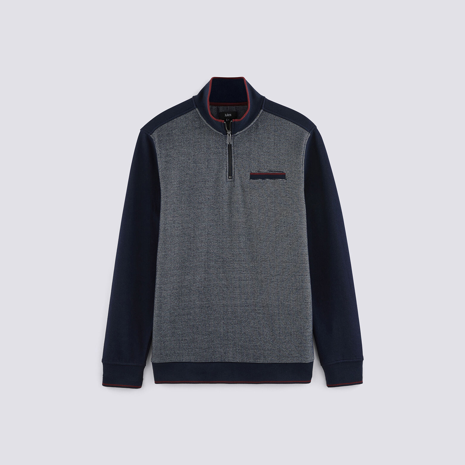 Sweat bi-matière col montant