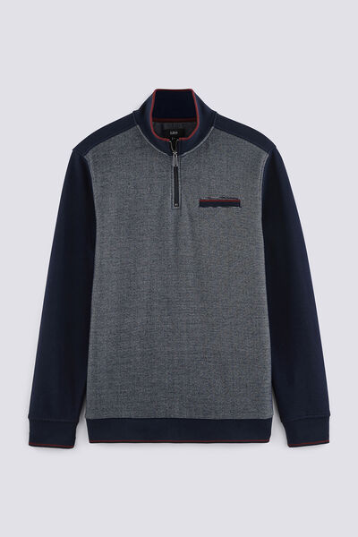Sweat bi-matière col montant