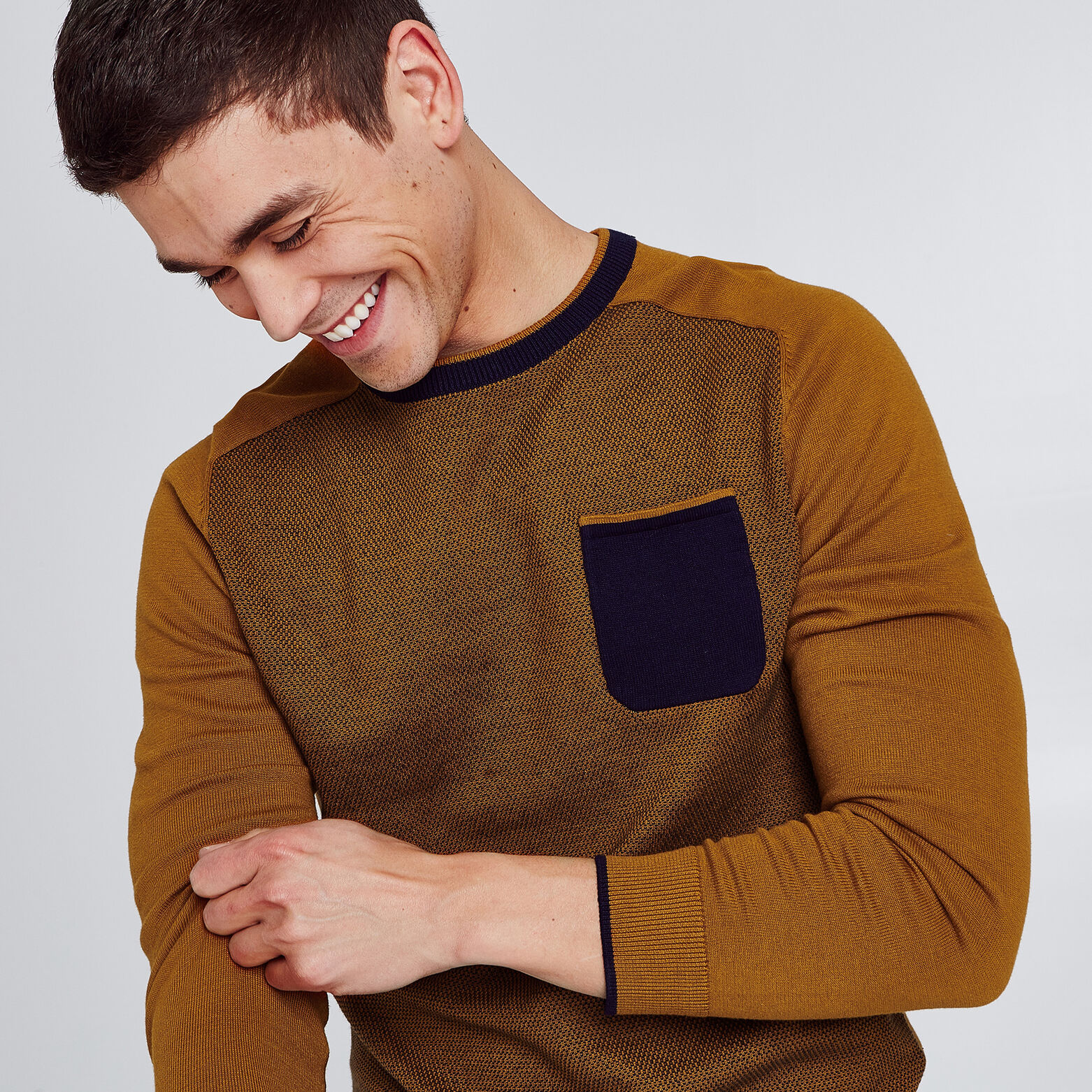 Pull col rond micro jacquard