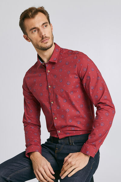Chemise slim imprimés aztèques coton