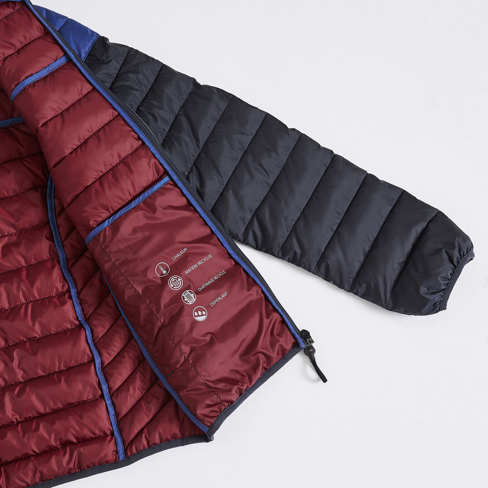 Doudoune déperlante à capuche colorblock