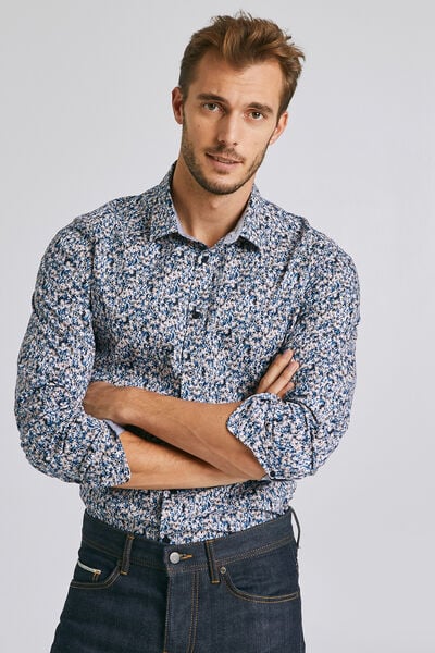 Chemise slim imprimée artifice de fleurs