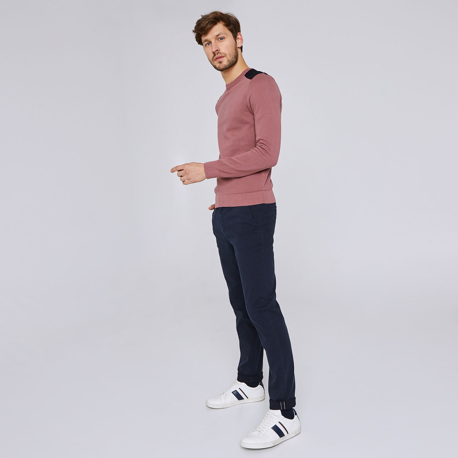 Pull col rond maille piquée