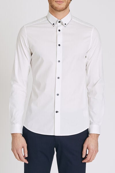 Chemise slim unie à double col