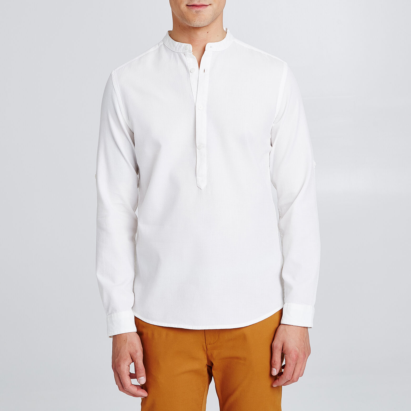 Chemise regular col officier coton