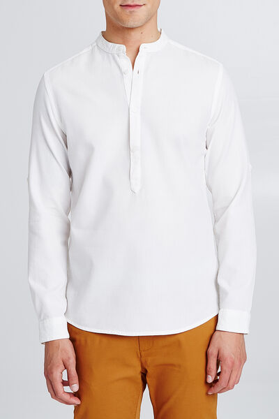 Chemise regular col officier coton