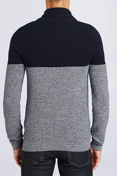 Pull col châle colorblock