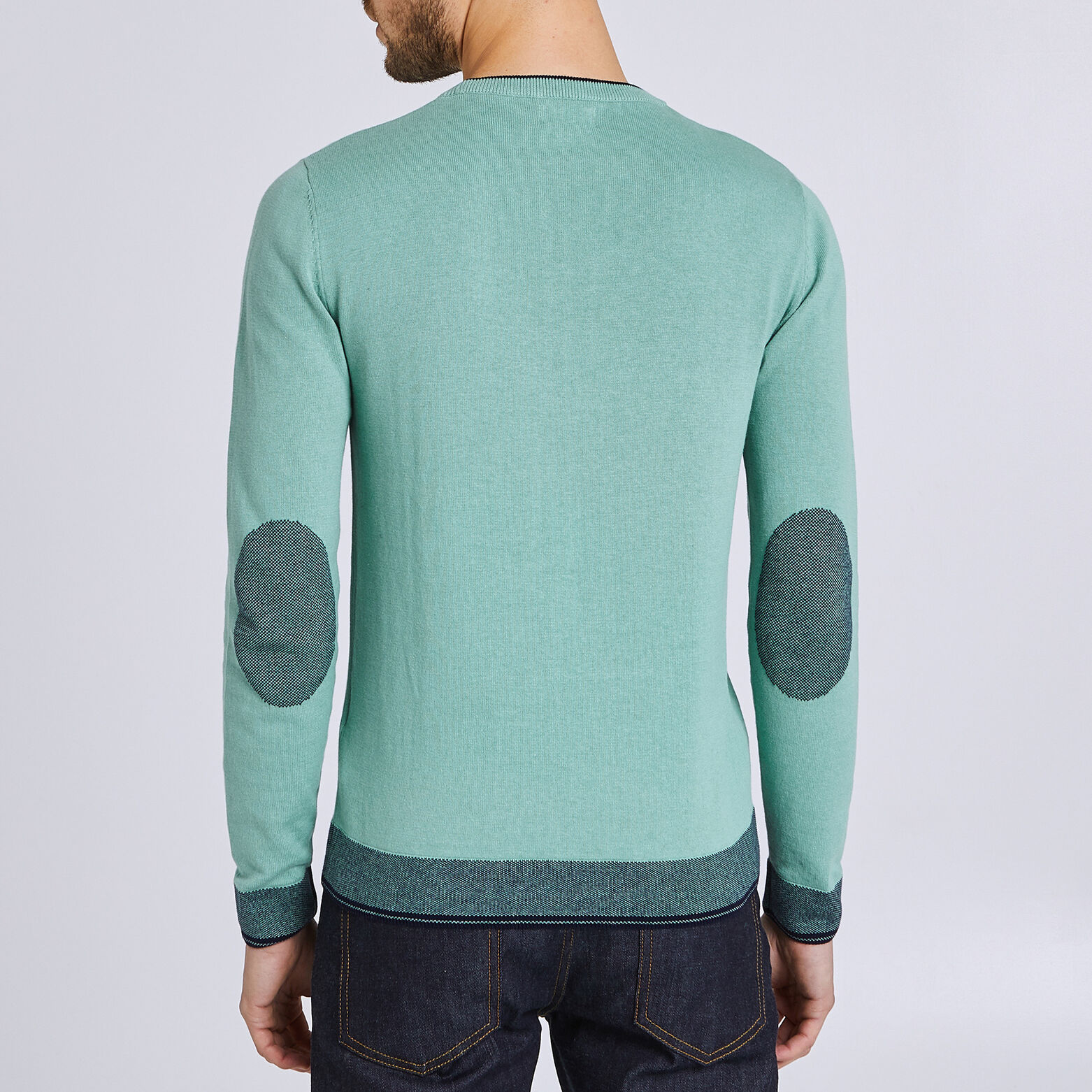 Pull col rond jeu de points