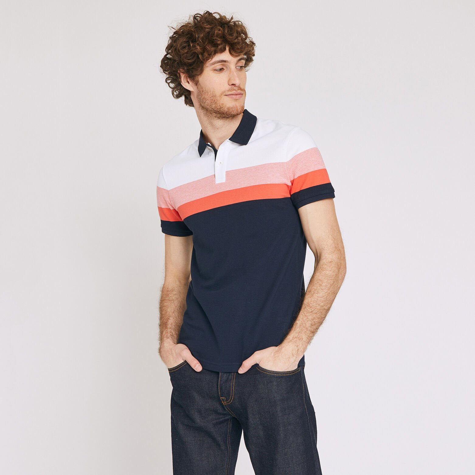Polo manche courte tricolore