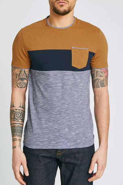 Tee shirt colorblock empiècement poche