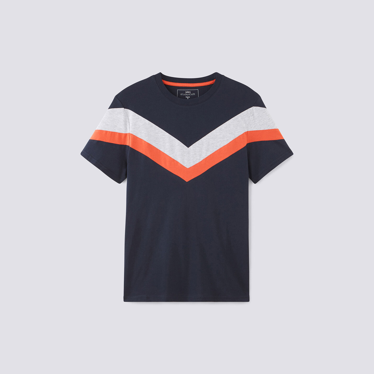 Tee shirt col rond bandes contrastantes
