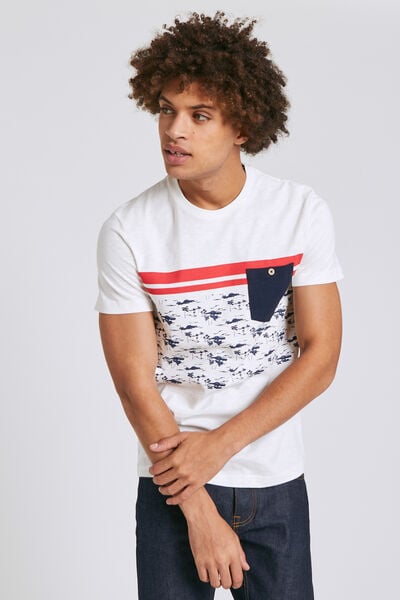 Tee shirt colorblock fantaisie palmiers