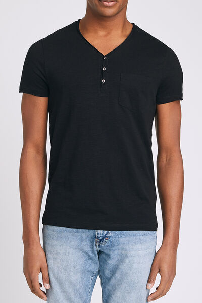 T-shirt col tunisien roulotté