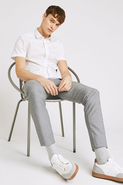 Chemise slim manches courtes unie coton