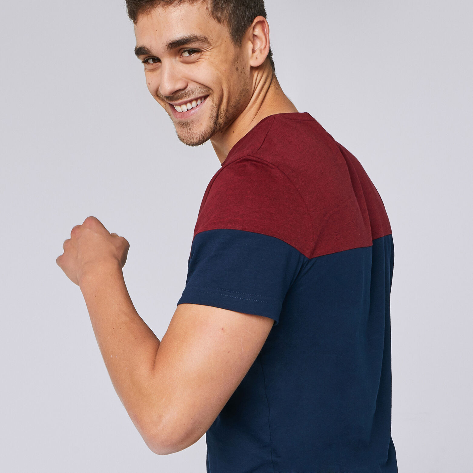 Tee shirt colorblock poche imprimée