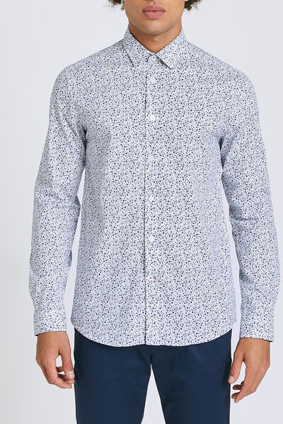 Chemise slim motif floral coton