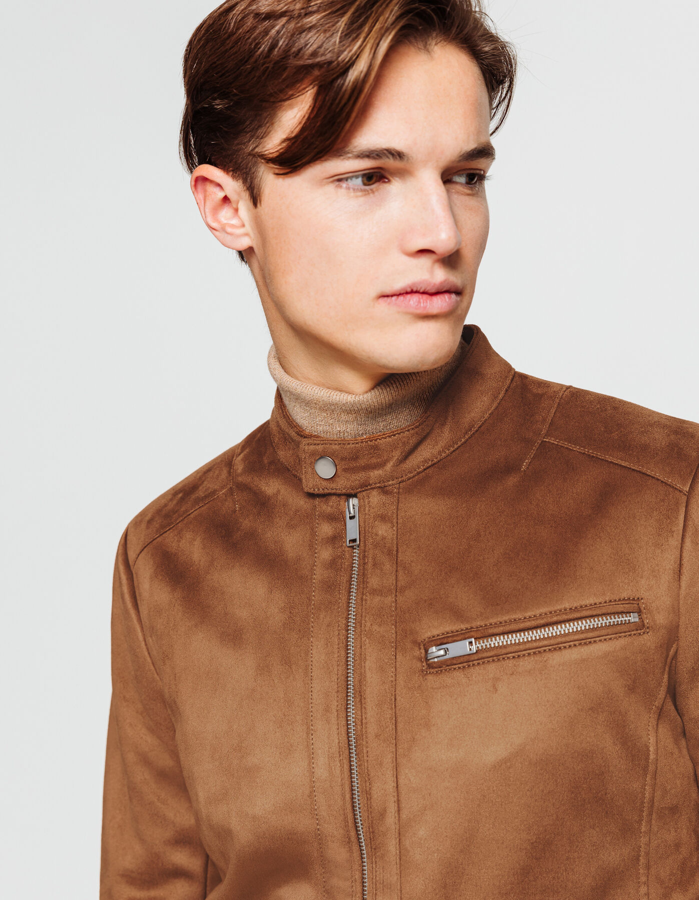 Blouson zippé suédine
