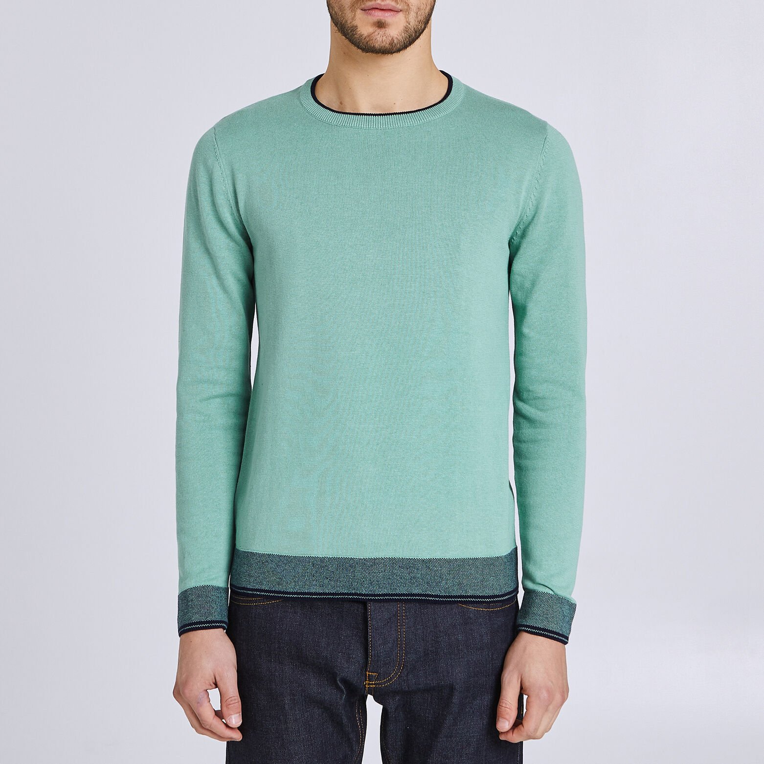 Pull col rond jeu de points