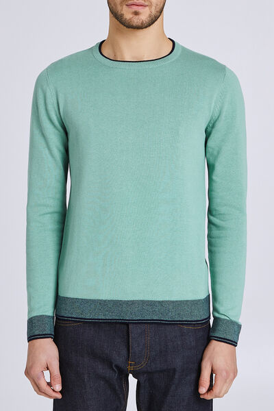 Pull col rond jeu de points