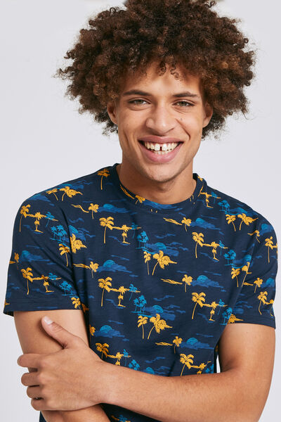 Tee shirt manches courtes imprimé all-over palmier