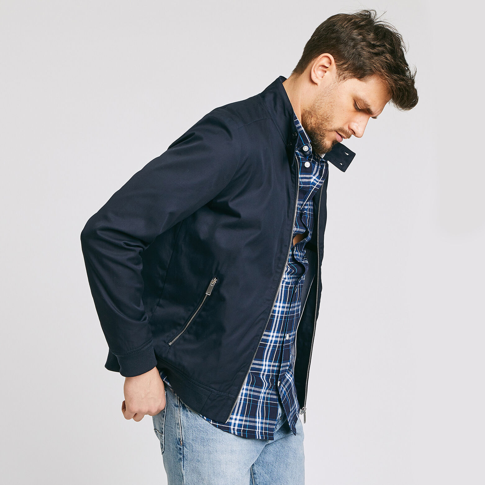 Blouson zippé léger col montant