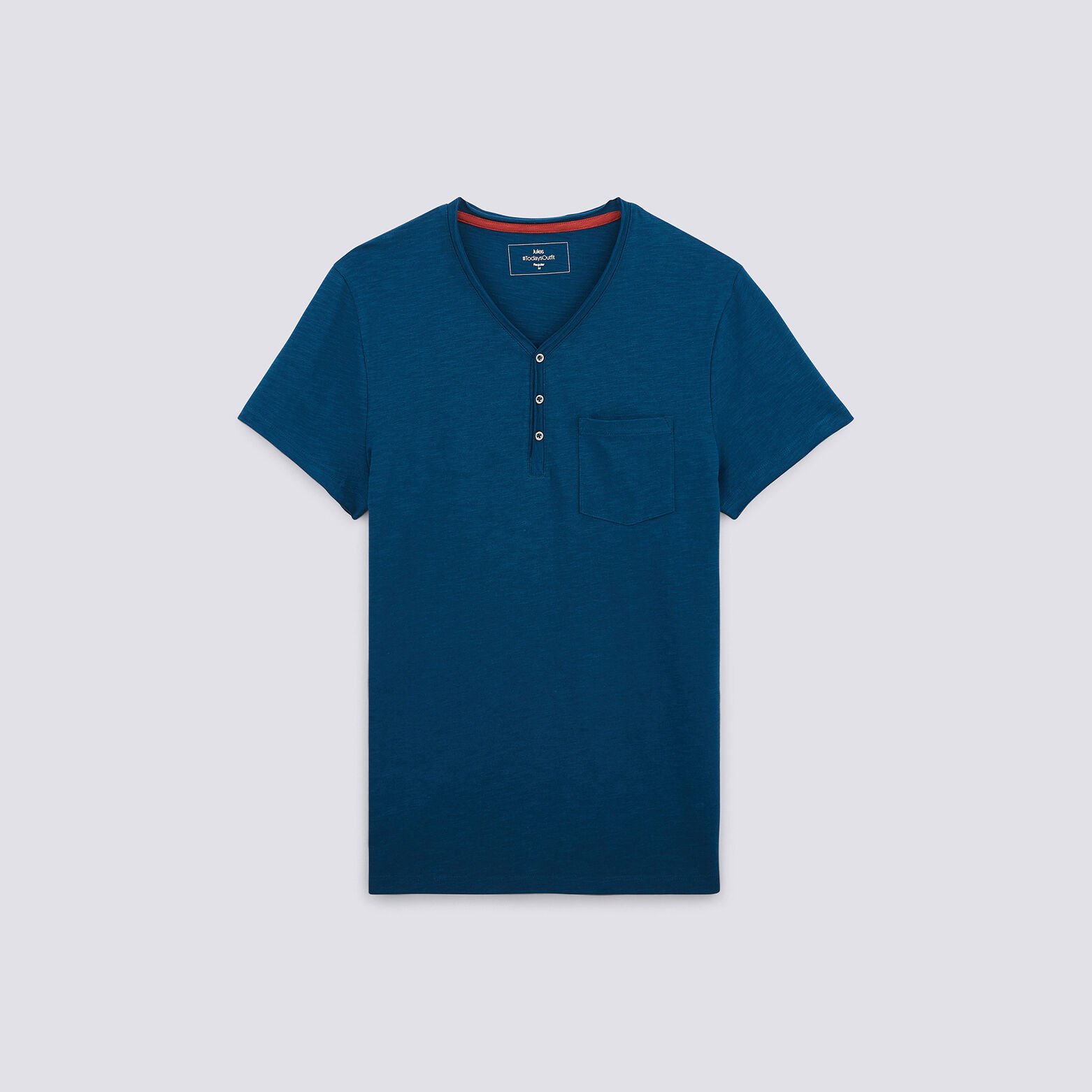 T-shirt col tunisien roulotté