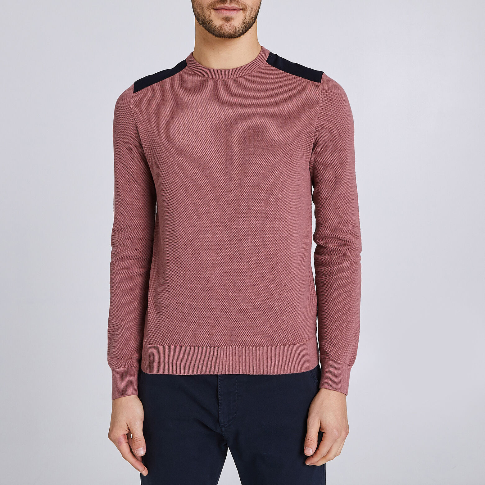 Pull col rond maille piquée