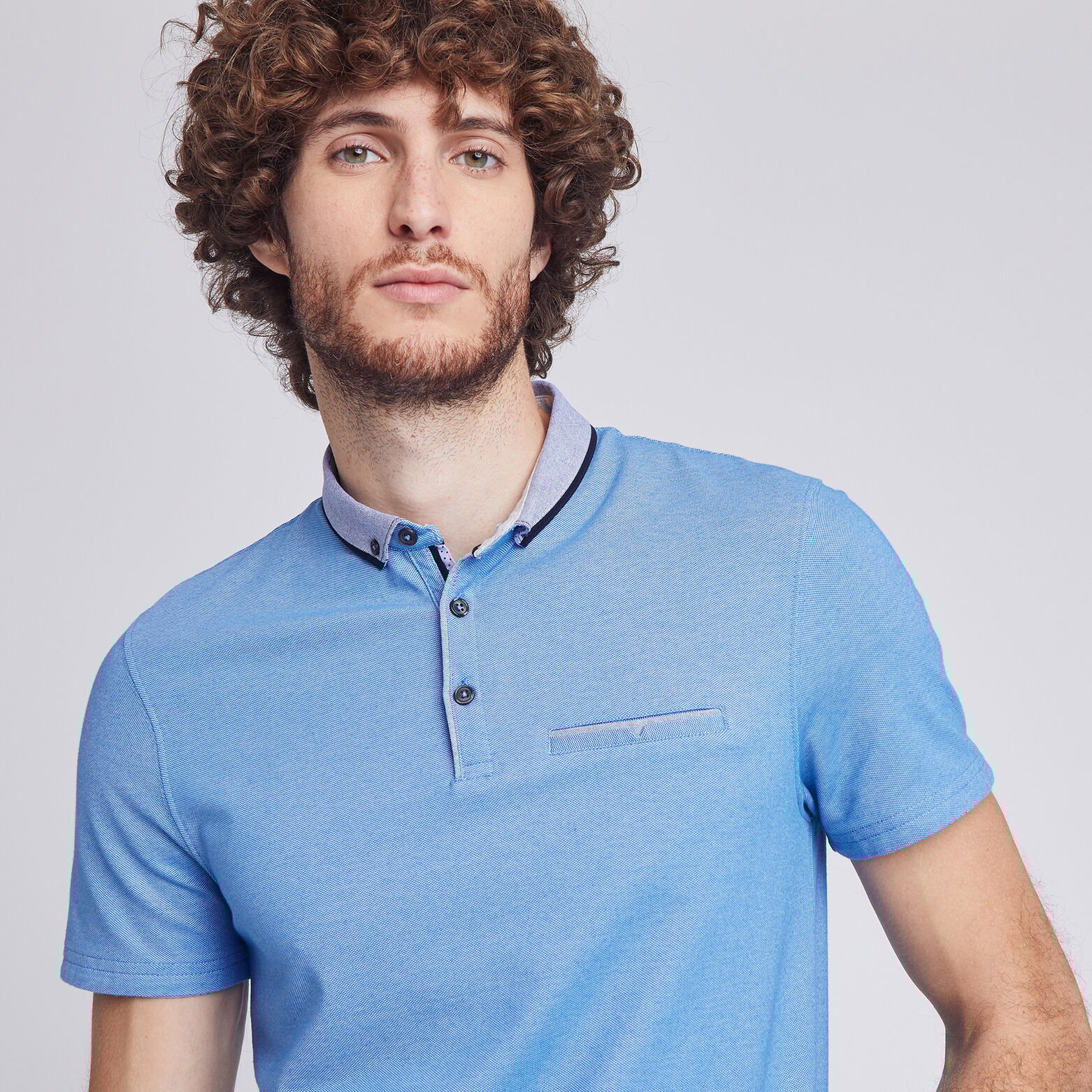 Polo manche courte col oxford