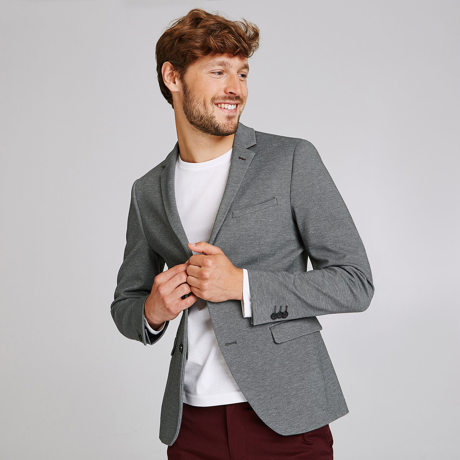Veste blazer slim maille piquée