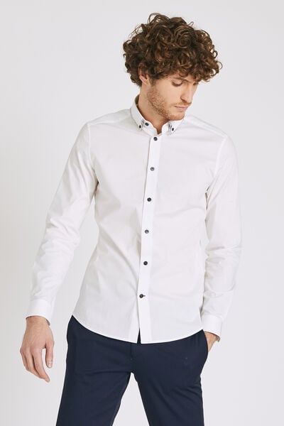 Chemise slim unie à double col